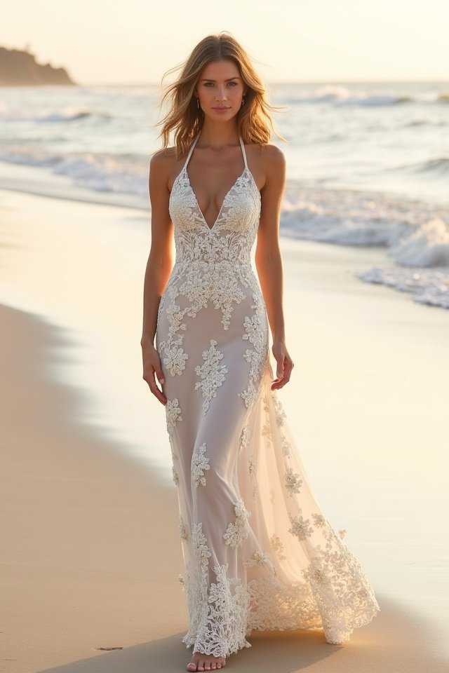 elegant halter neckline dress