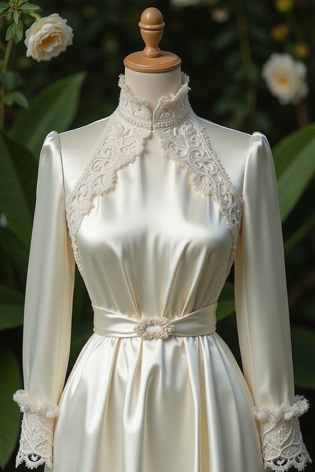 elegant high collared dress