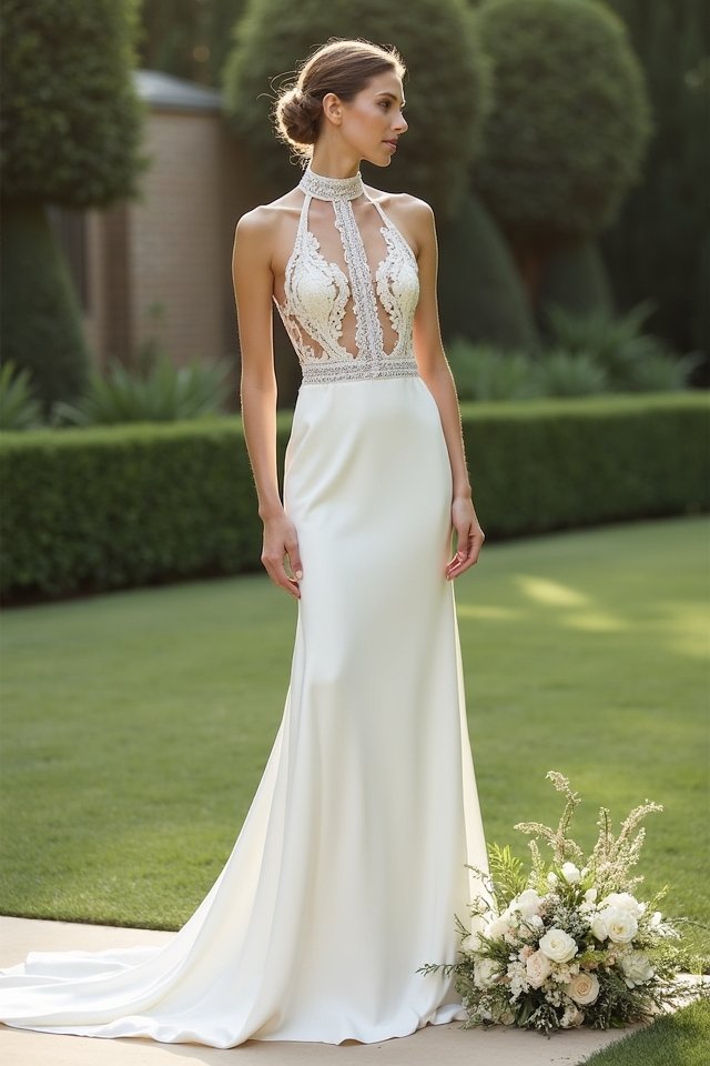 elegant high neck gown charm