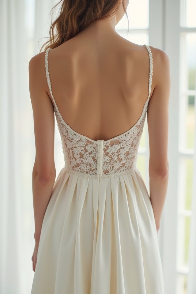 elegant high neck gown features