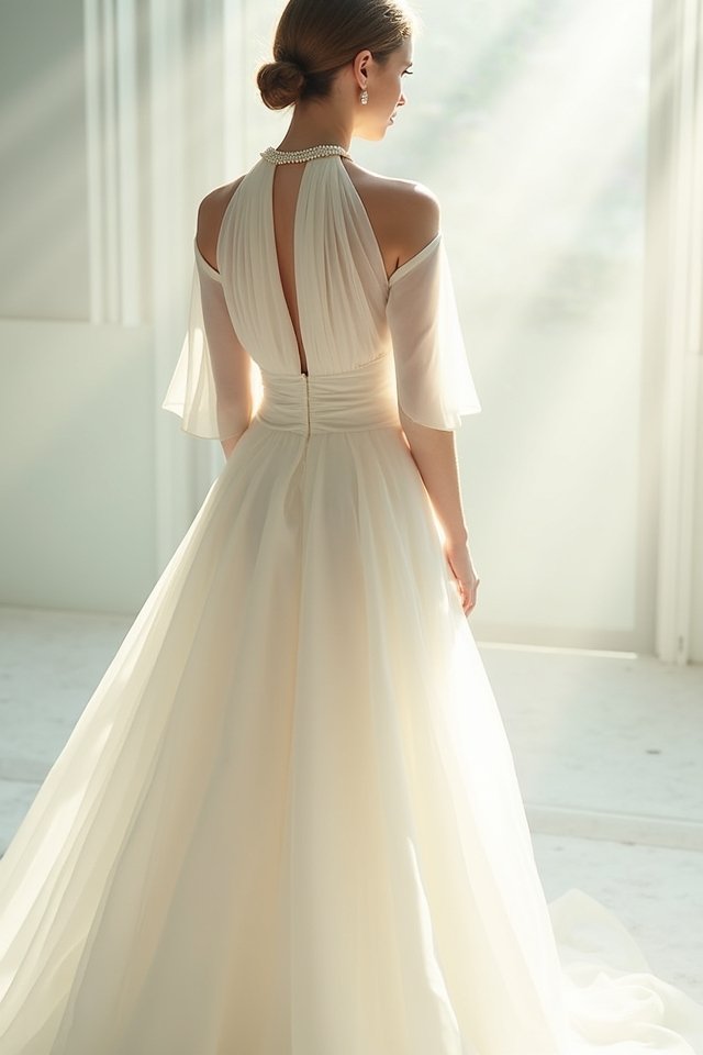 elegant high neck gown