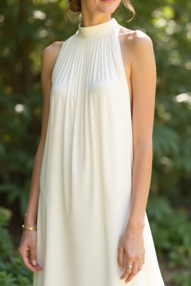 elegant high neck shift dress