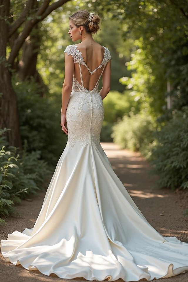 elegant illusion fit and flare gown