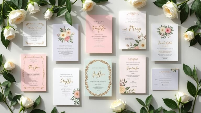 elegant illustrated wedding invites
