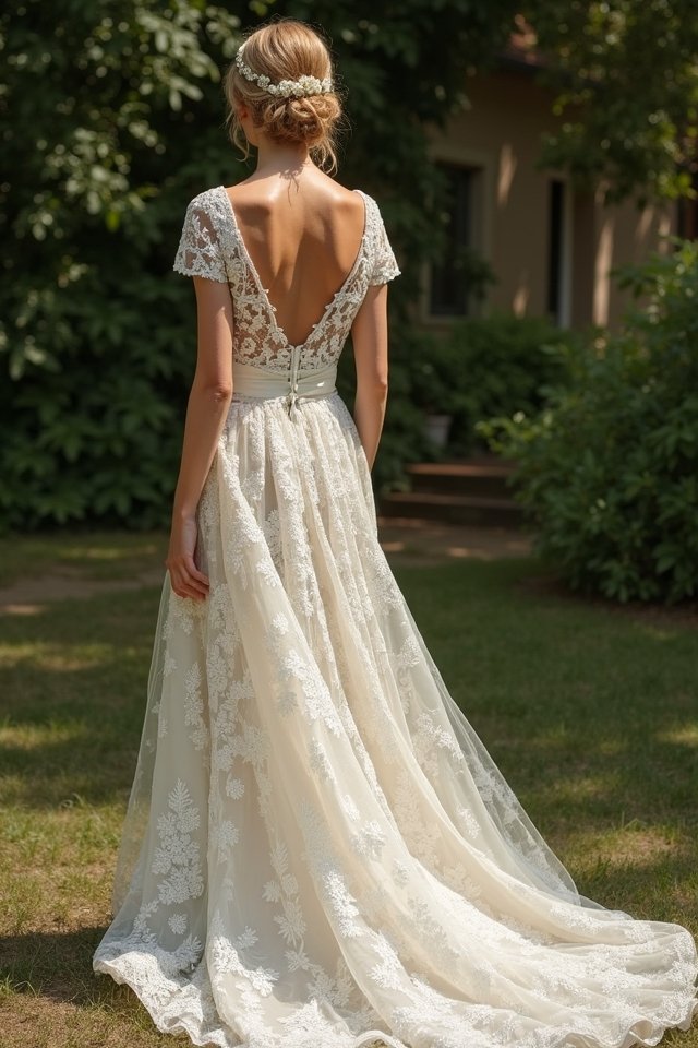elegant lace a line gown