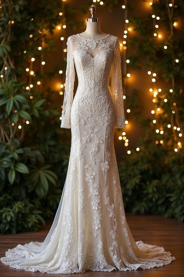 elegant lace a line gown