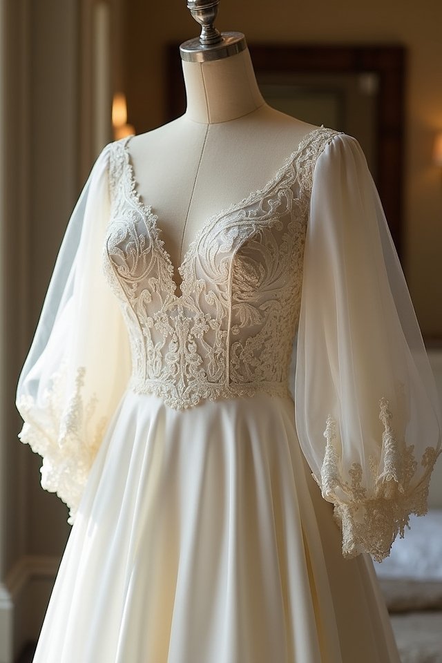 elegant lace bishop sleeves