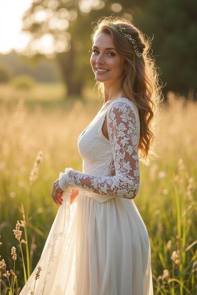 elegant lace boho dress