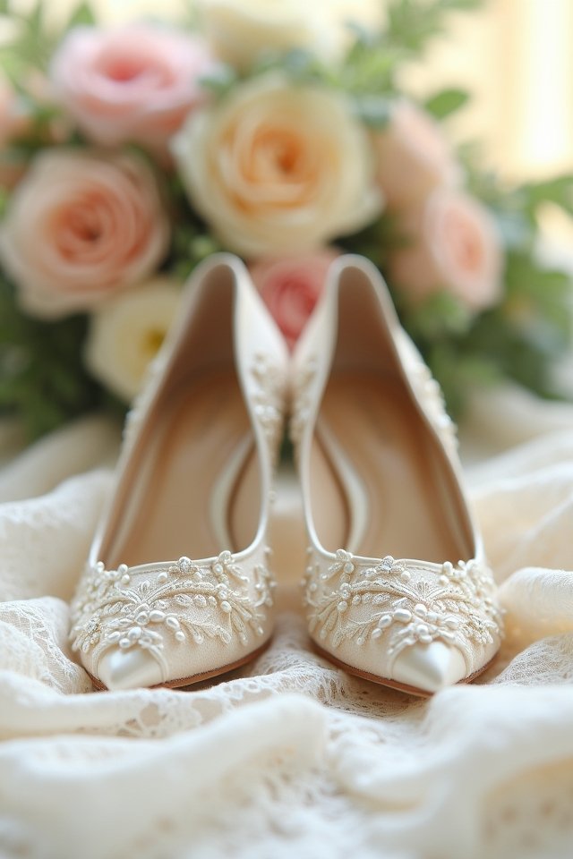 elegant lace bridal heels