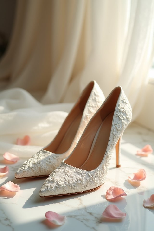elegant lace bridal pumps