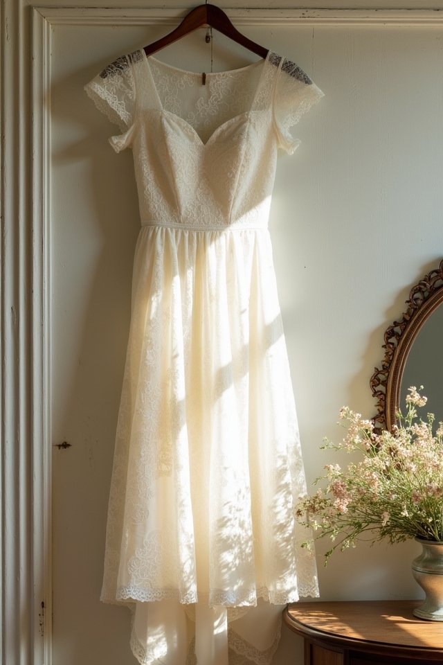 elegant lace cap sleeve dress