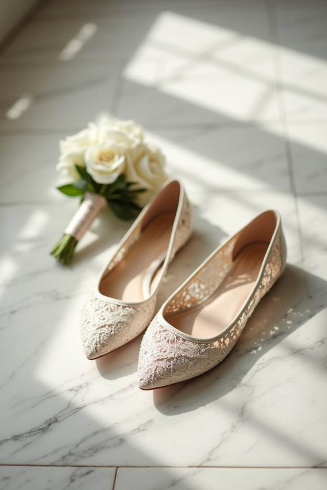 elegant lace detail flats
