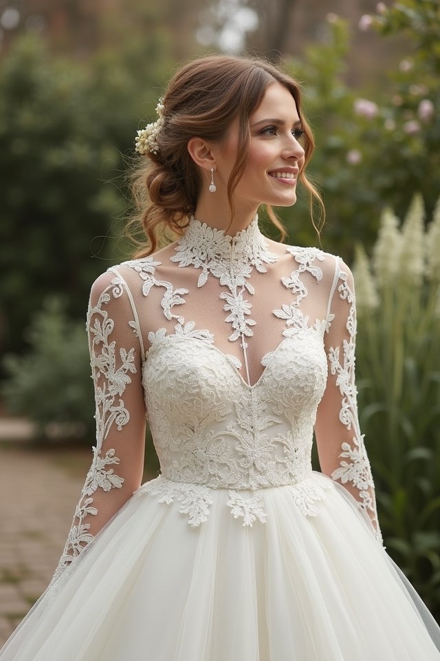 elegant lace high neck