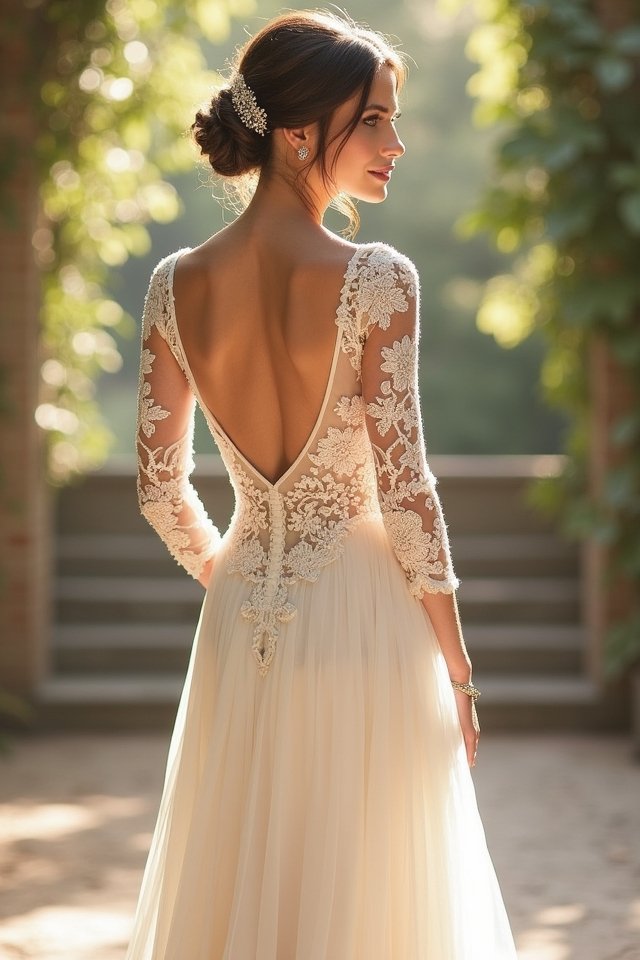 elegant lace illusion sleeves