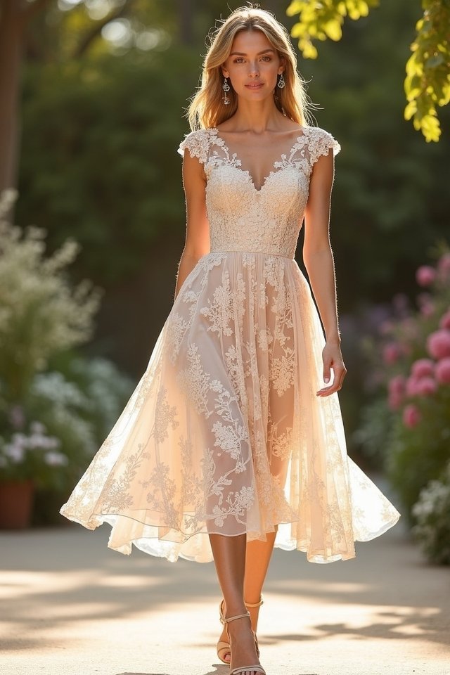 elegant lace midi dress