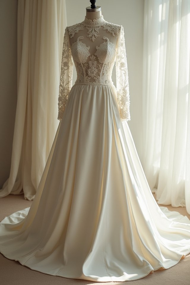 elegant lace satin gown