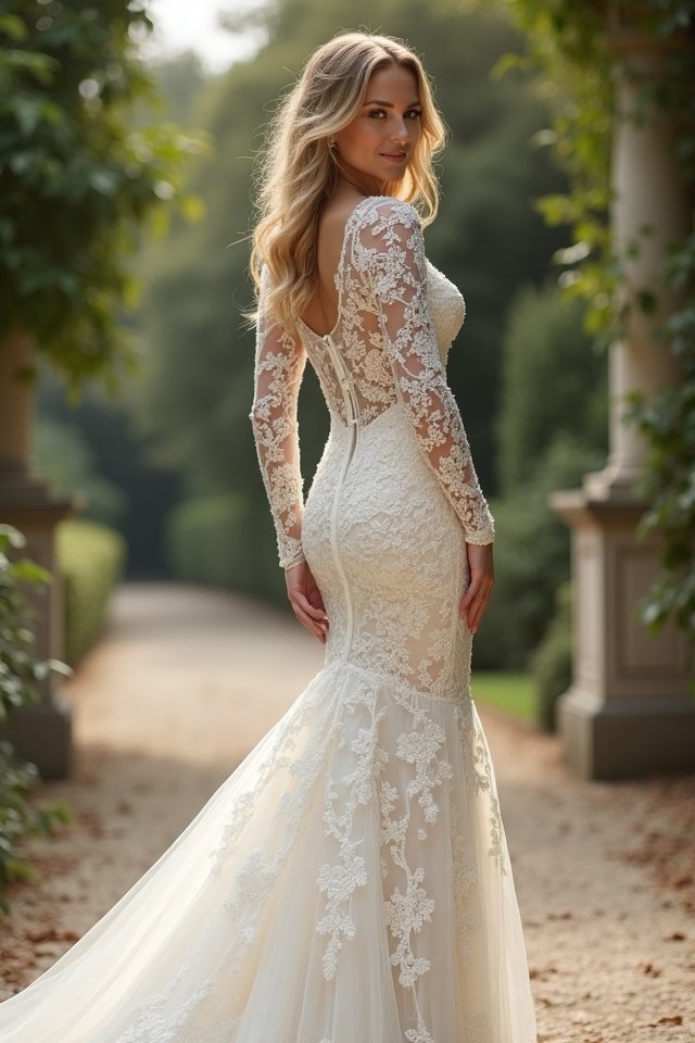 elegant lace sleeve gowns