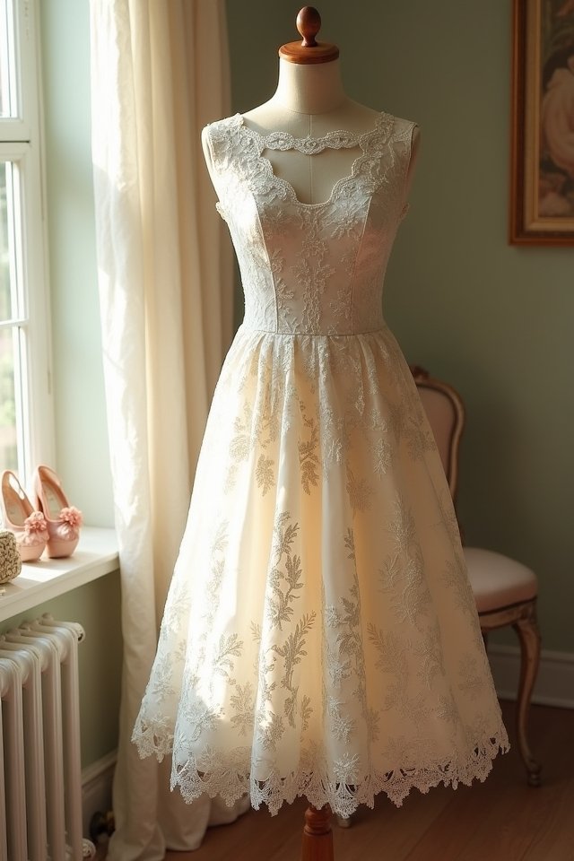 elegant lace tea length dress