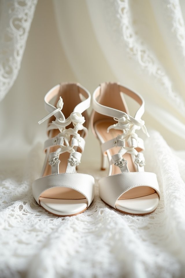 elegant lace up bridal sandals