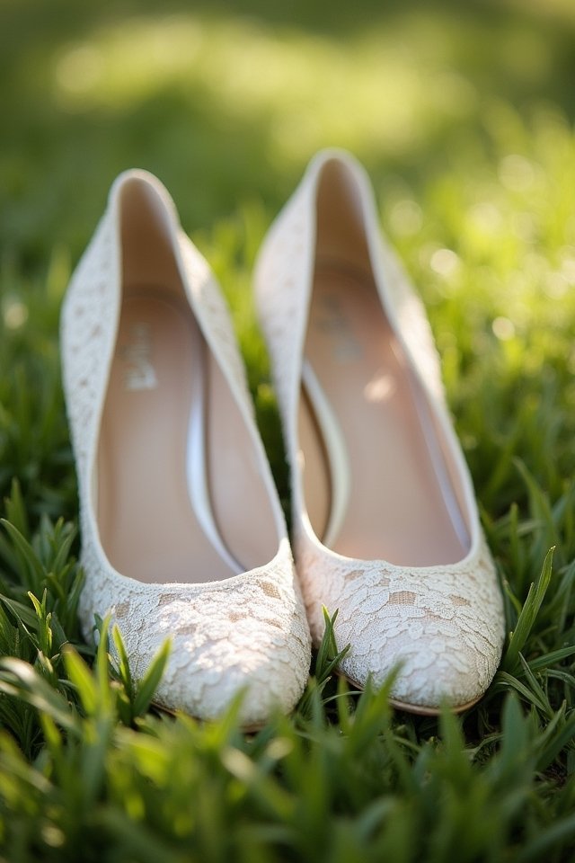 elegant lace wedge heels