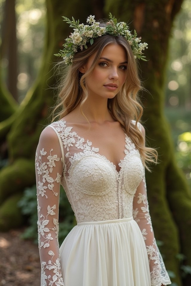 elegant lace woodland attire