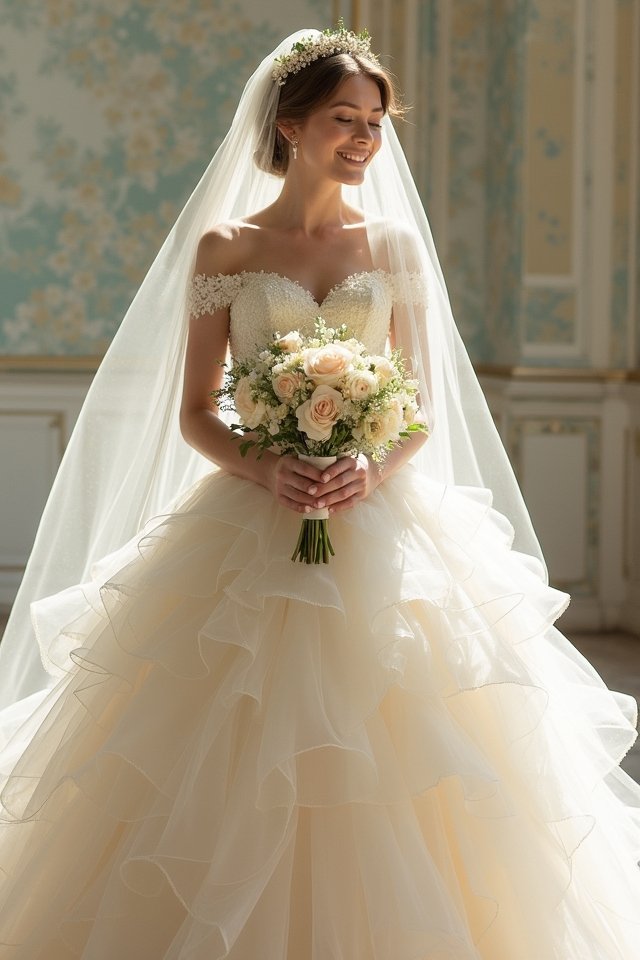 elegant layered satin tulle