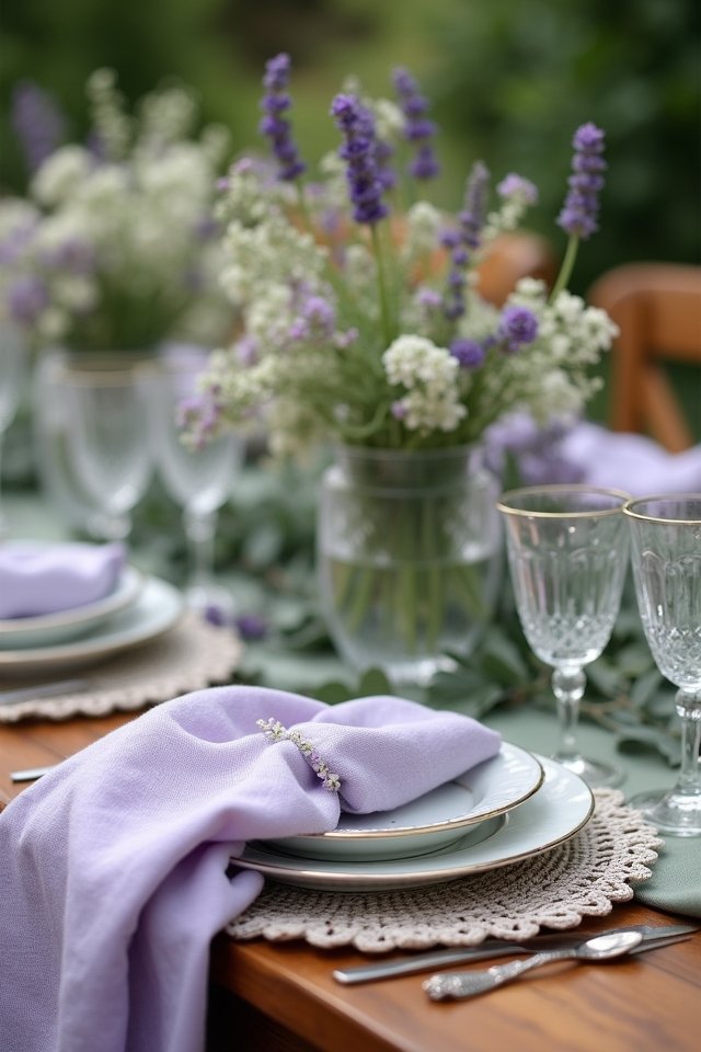 elegant lilac and green linens