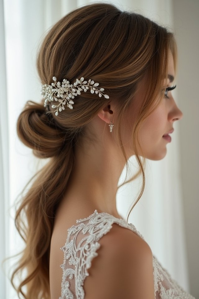 elegant low ponytail volume