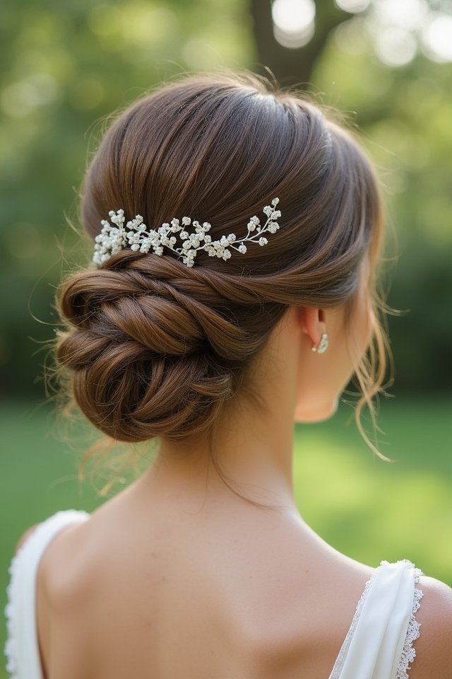 elegant low twisted bun