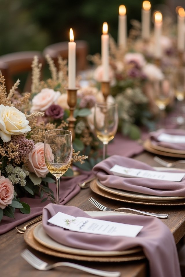 elegant mauve and champagne wedding