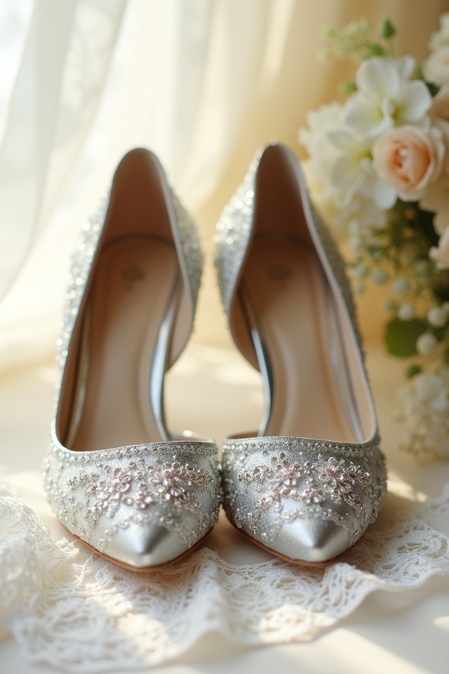 elegant metallic wedding wedges