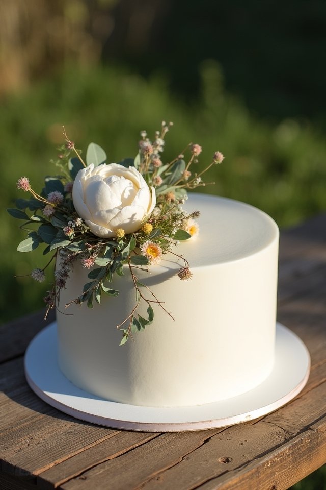 elegant minimalist floral cake