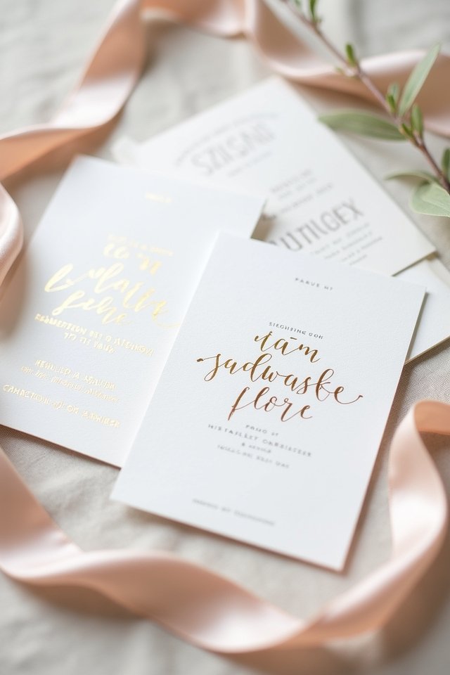elegant minimalist foil invitations