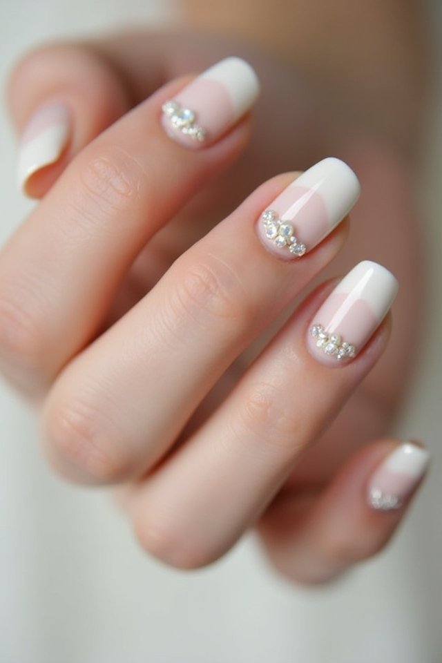 elegant minimalist pearl nails