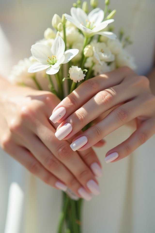 elegant minimalist pearl nails