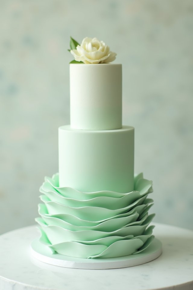 elegant minimalist ruffled cake