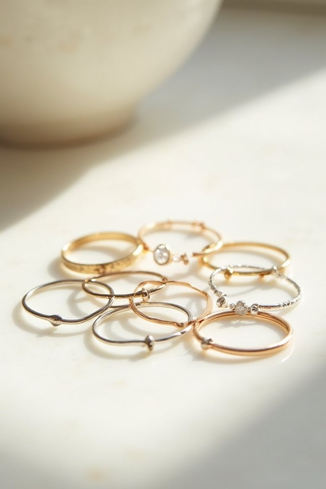 elegant minimalist stacking rings