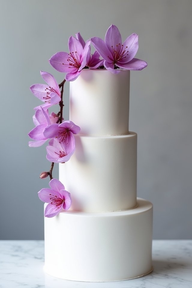 elegant monochromatic floral cake