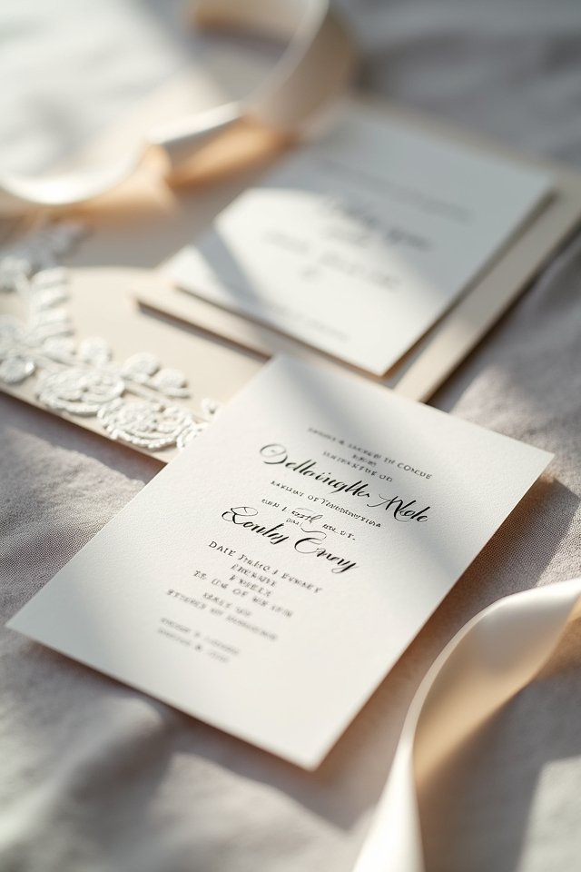 elegant monochromatic wedding invitations