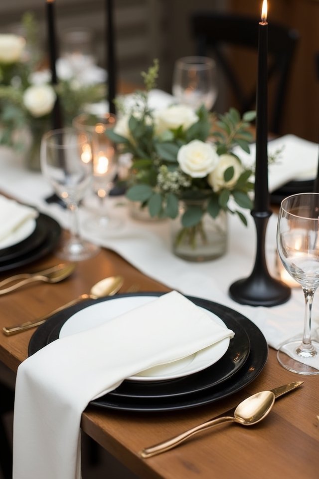 elegant monochrome table settings