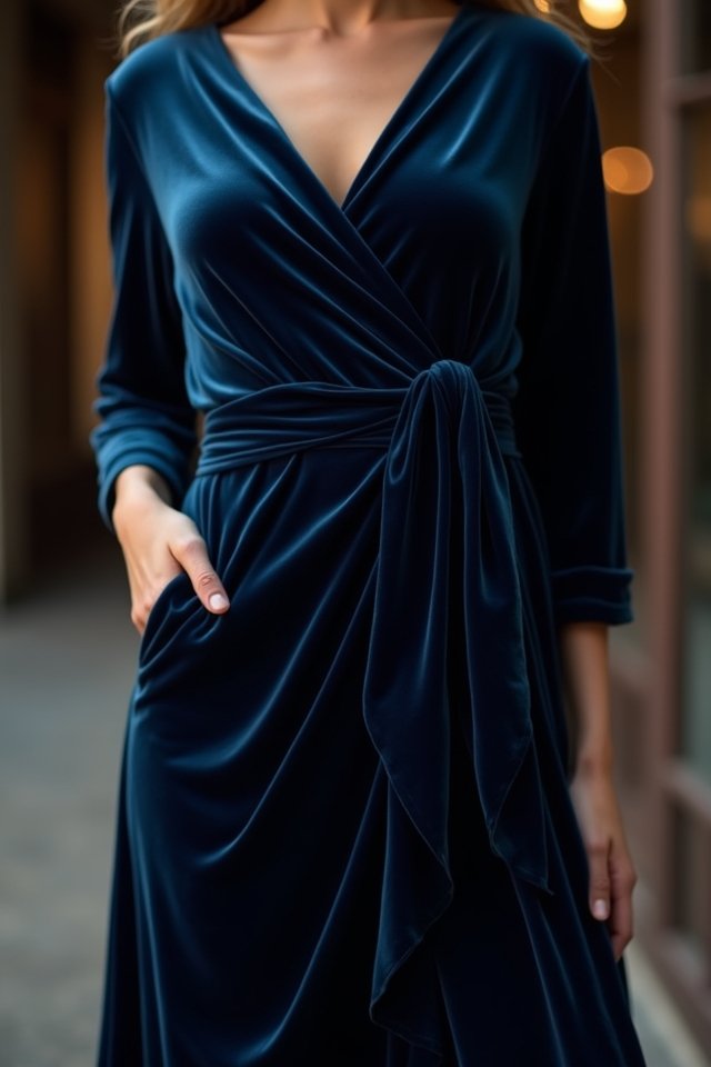 elegant navy velvet dress