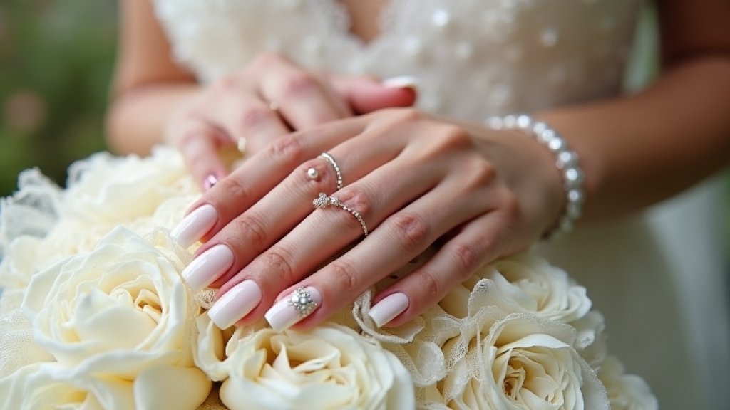 elegant neutral wedding nails