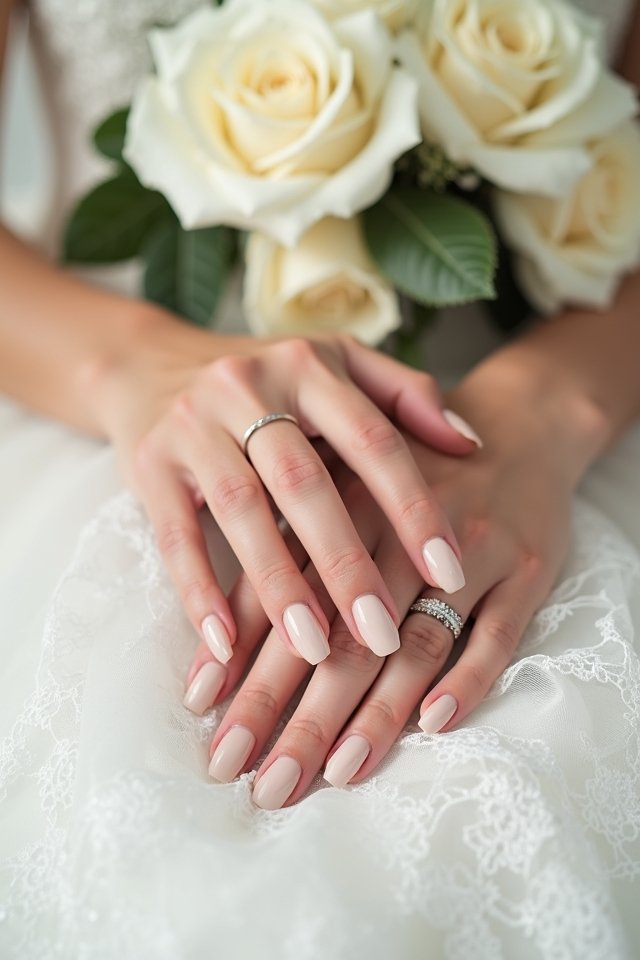 elegant nude bridal nails