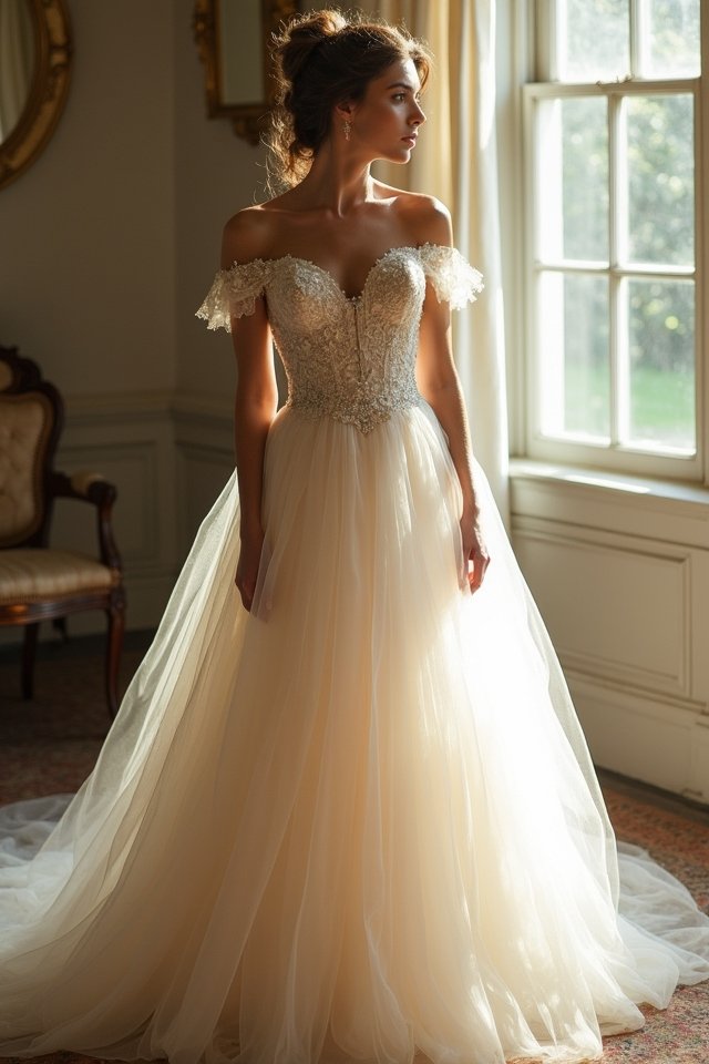 elegant off shoulder ball gown