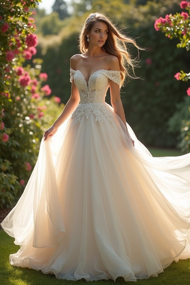 elegant off shoulder ballgown