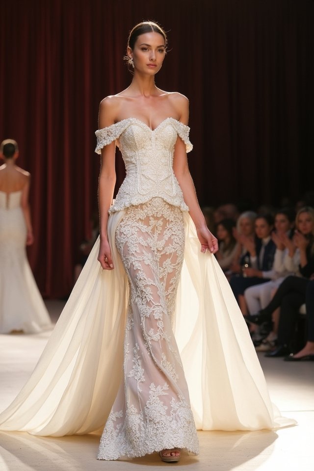 elegant off shoulder corset gown