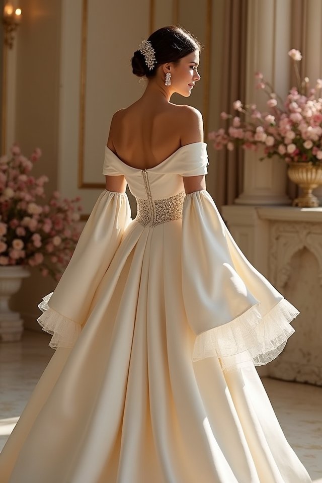 elegant off shoulder gown