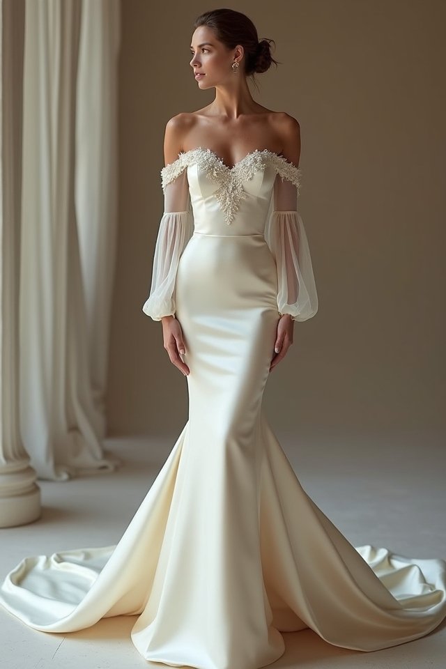 elegant off shoulder mermaid dress