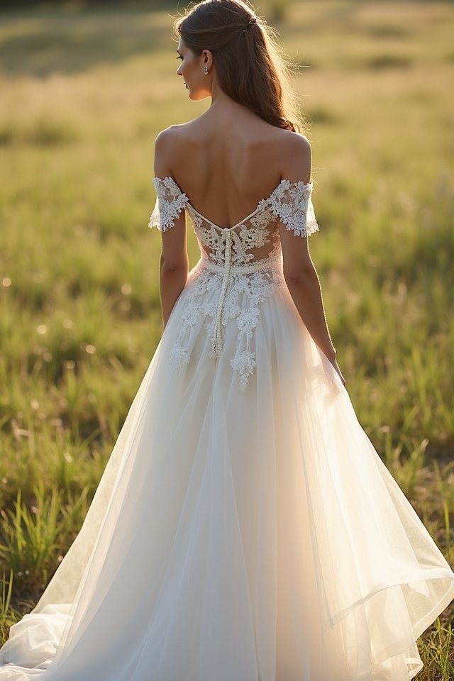 elegant off shoulder romantic dress