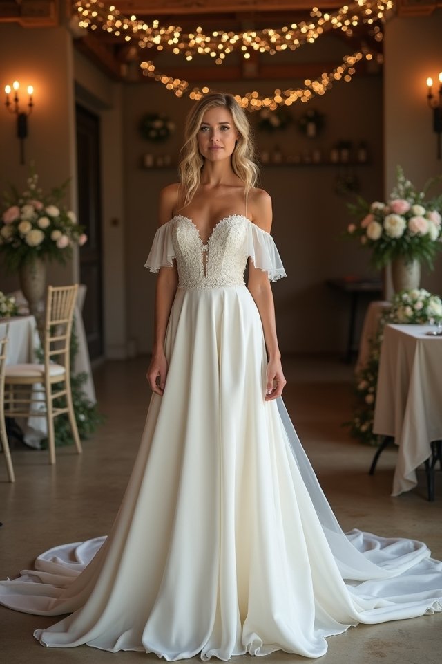 elegant off shoulder satin dress